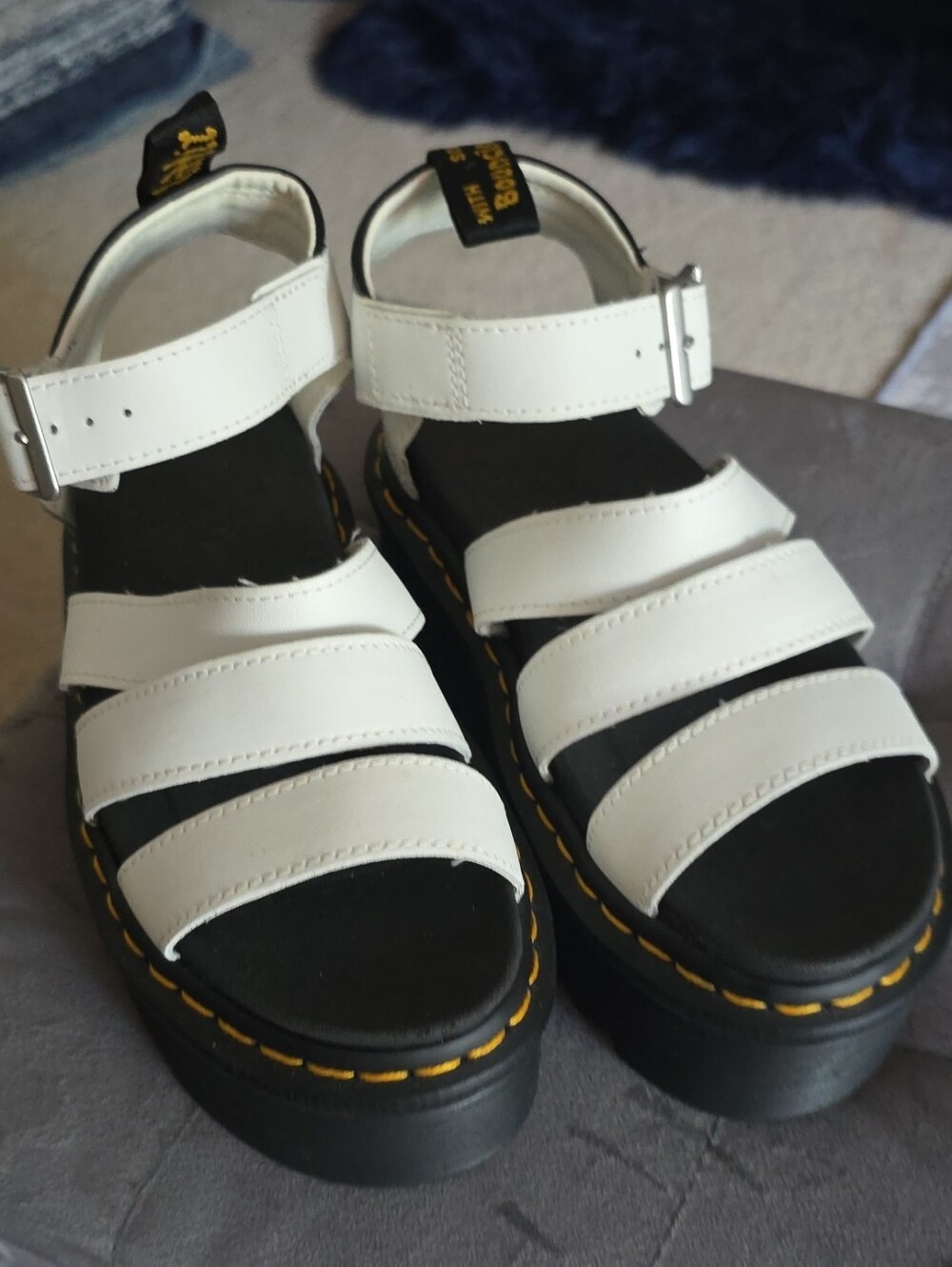 Dr. Martens Blaire Quad White Platform Sandals Size 6 New